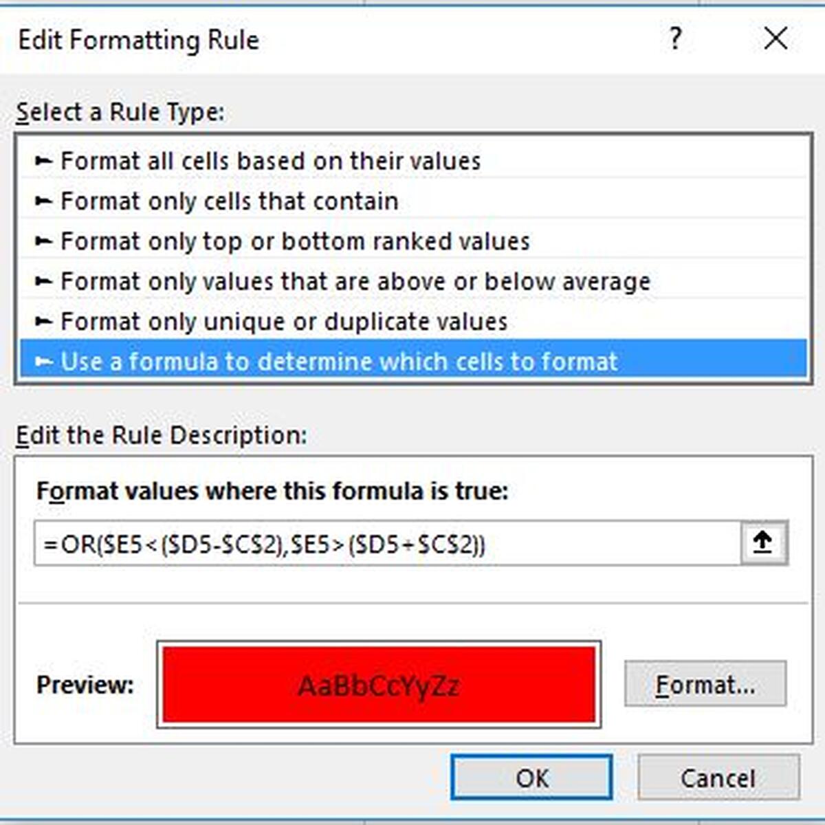 where is the new rule option for a mac on excel